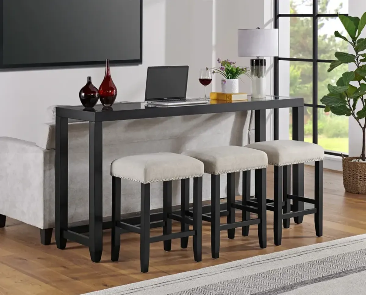 Lander Sofa Table with 3 Stools