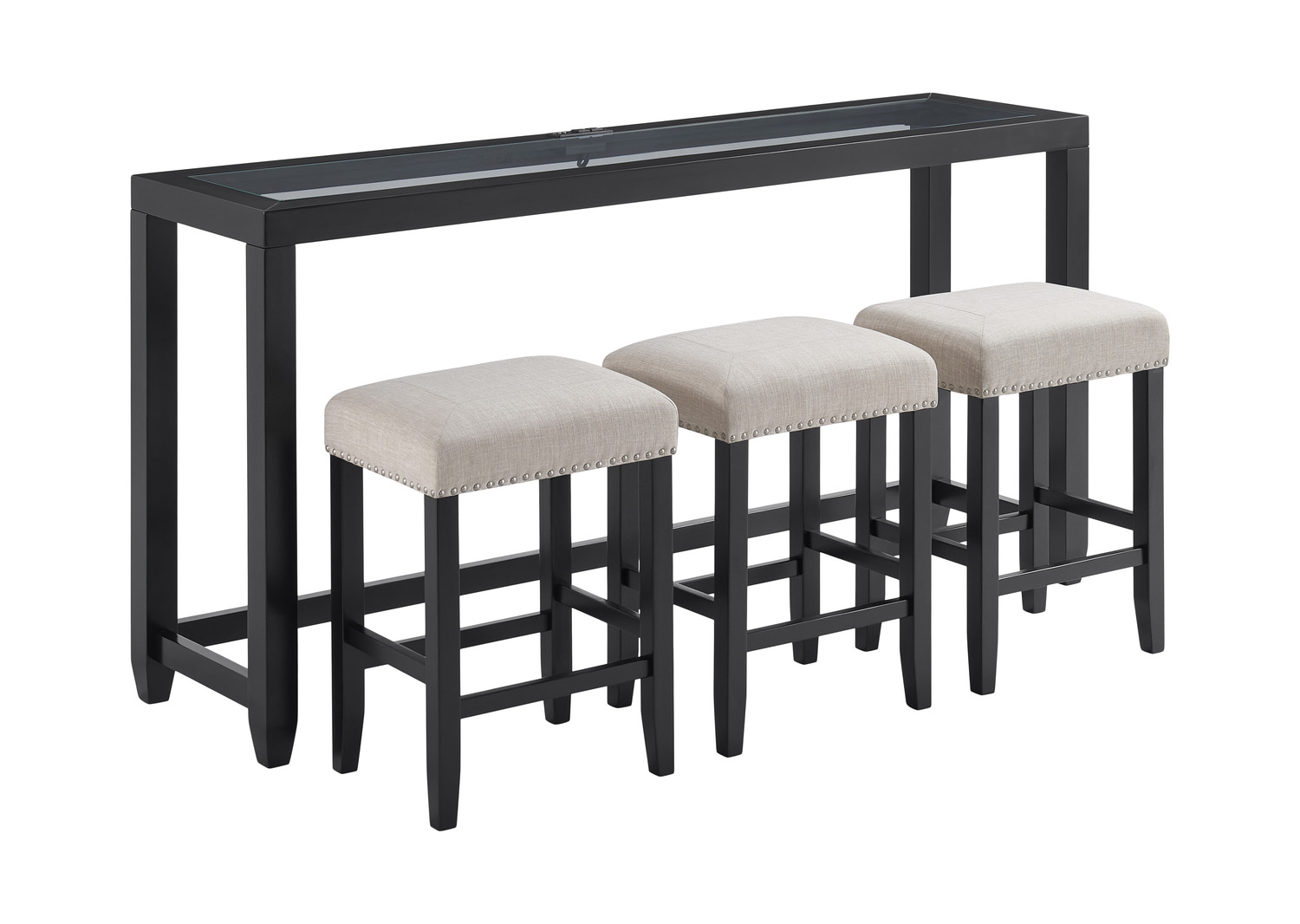 Lander Sofa Table with 3 Stools