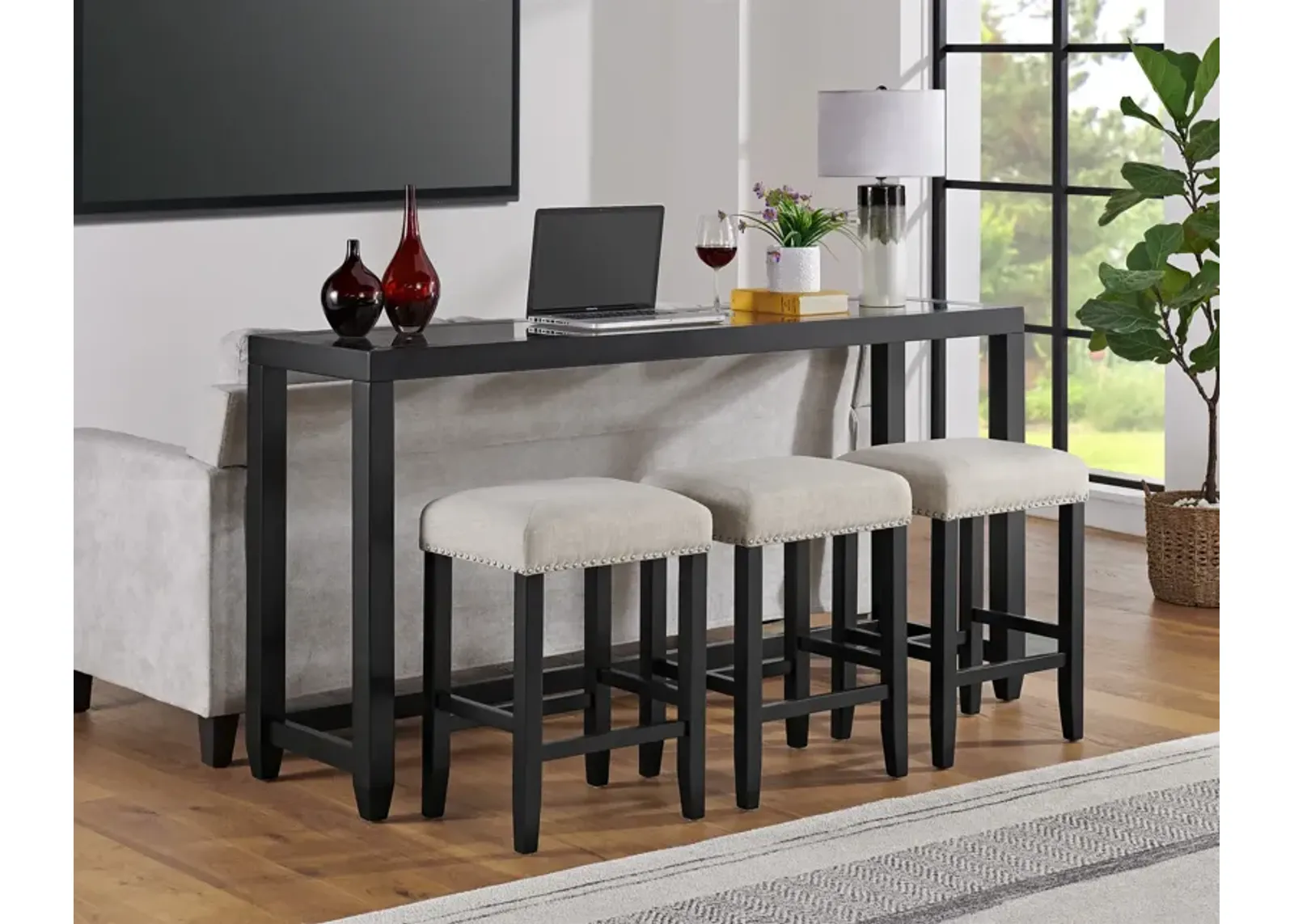 Lander Sofa Bar Table With 3 Stools