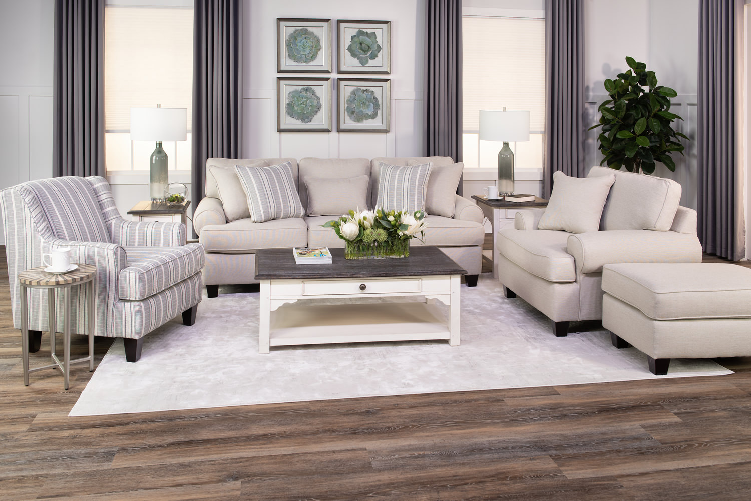 Newton Farmhouse Indigo Accent Chair