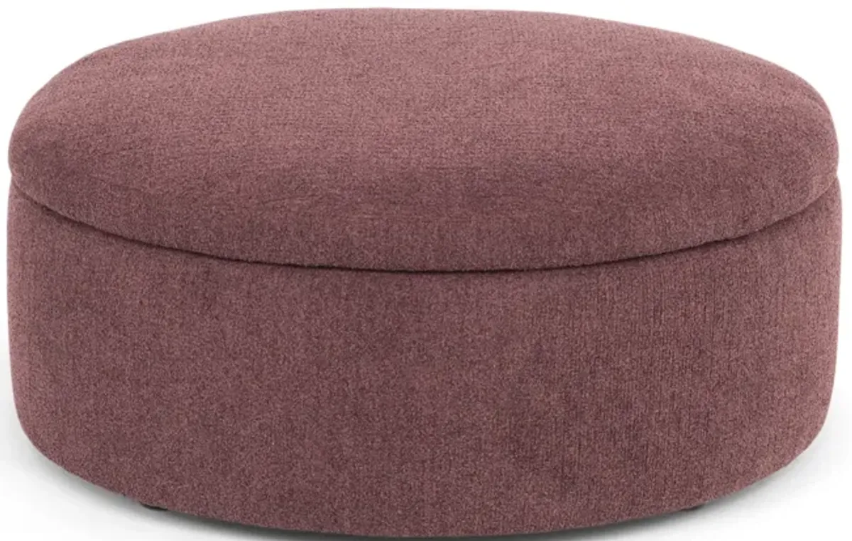 Plum Round Storage Ottoman