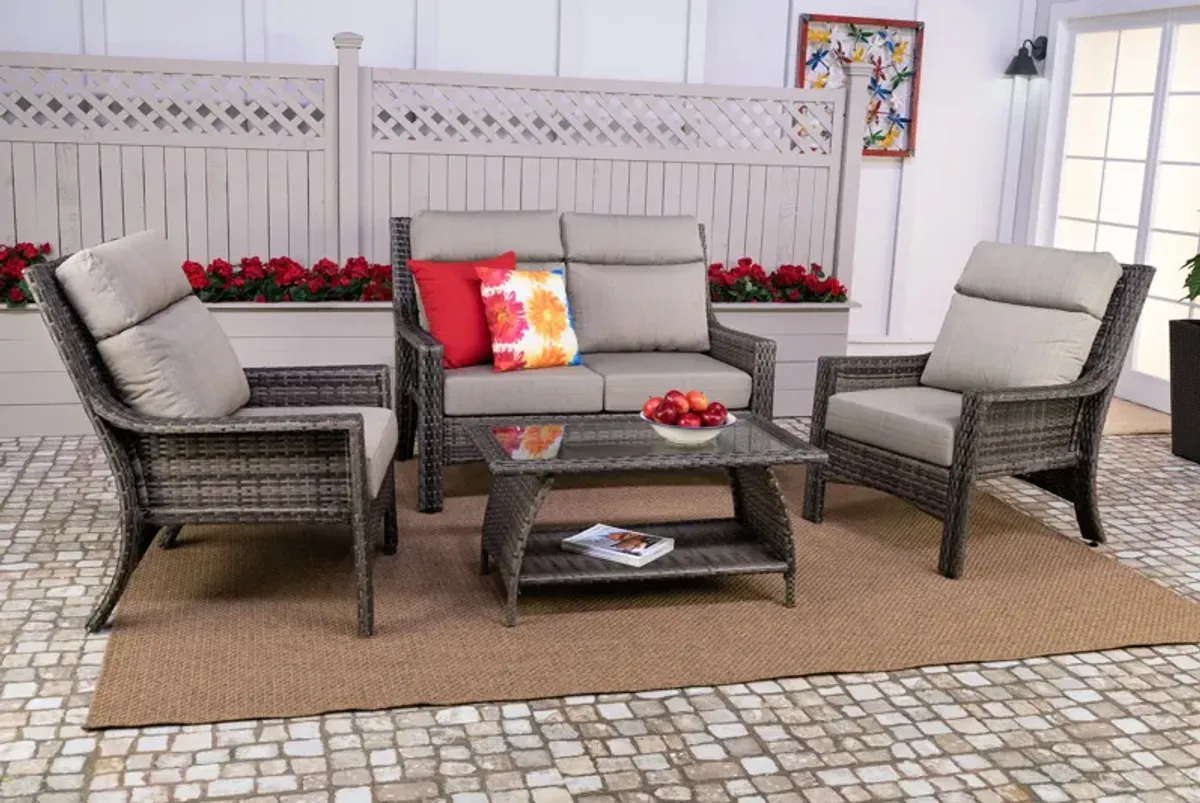 Baja Point 4 Piece Wicker Patio Set