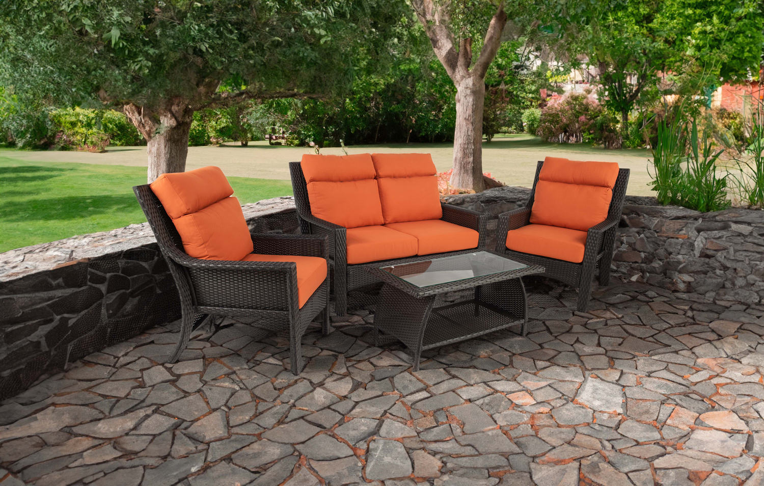 Baja Point II 4 Piece Wicker Patio Set