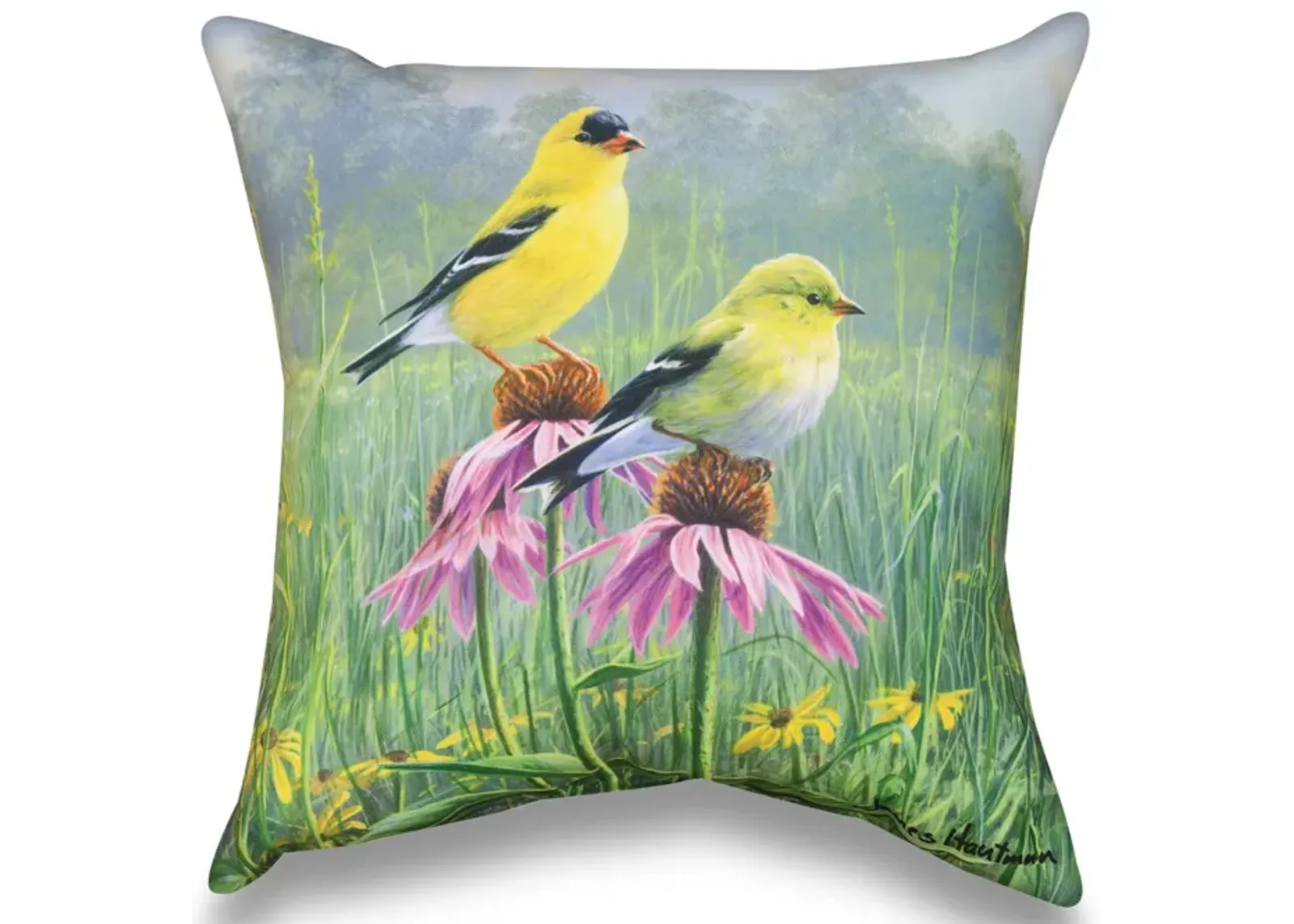 18  Yellow Finch Field Pillow