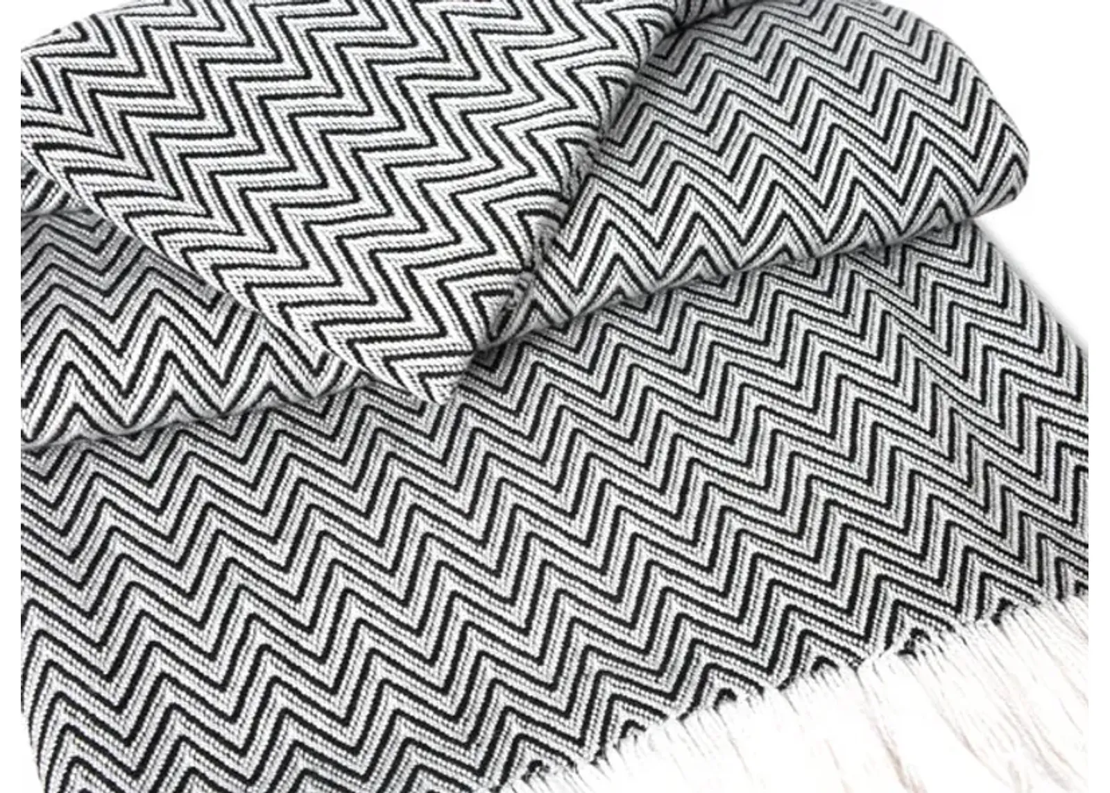 Sunbrella Throw Blanket - Black Zig Zag