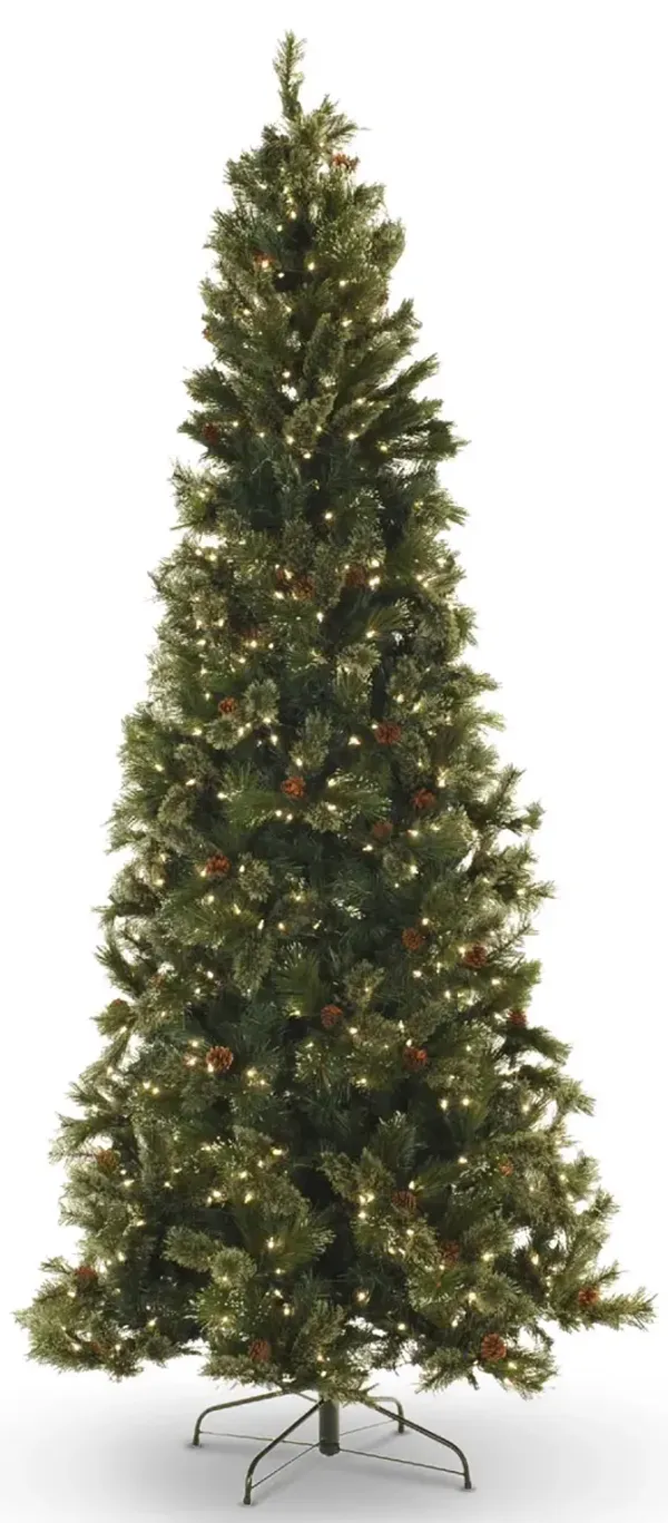 Oregon Pine 9  Pre-Lit Artificial Christmas Tree with Warm White LED Lights - Slim 
