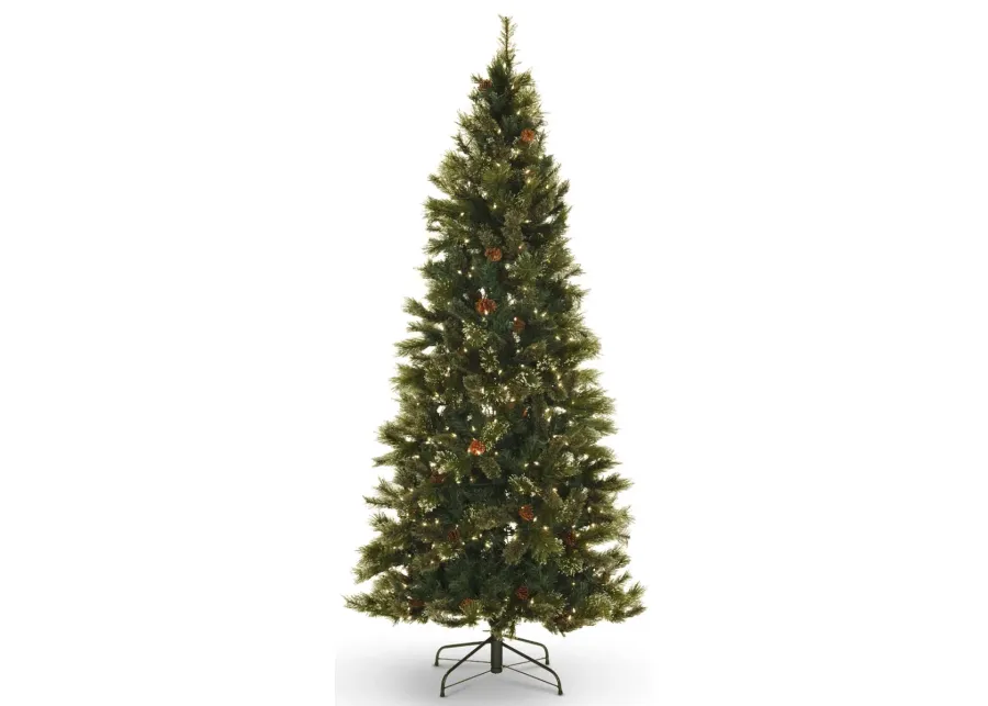 Oregon Pine 7.5  Pre-lit Artificial Christmas Tree with LED Lights - Slim