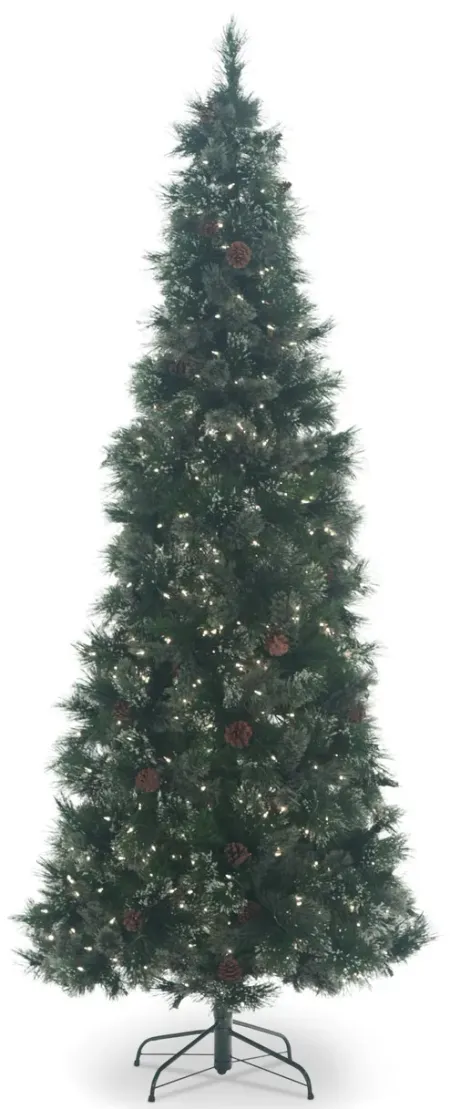 Sugar Pine 7.5  Slim Artificial Christmas Tree With Clear Lights