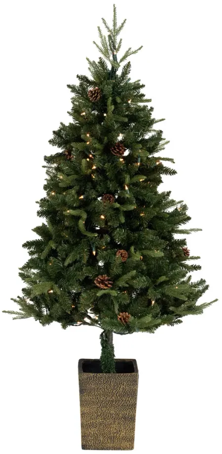 Silver Pine 5  Artificial Christmas Tree With Clear Lights