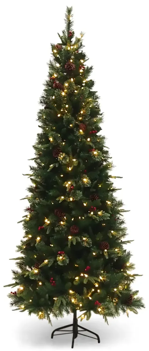 Woodland Pine 9  Slim Artificial Christmas Tree With Warm White LED Lights