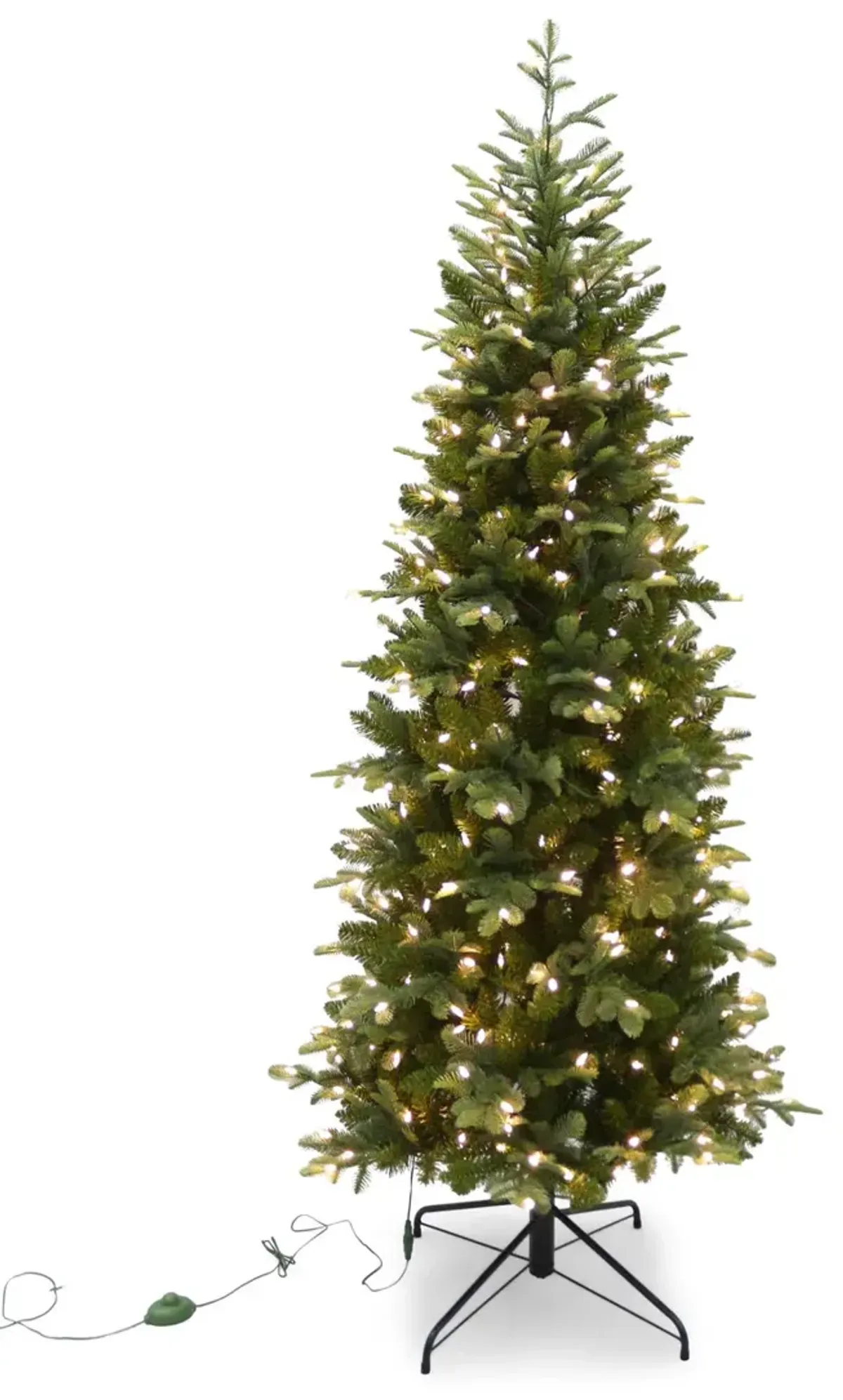 Canaan Fir 6.5  Artificial Slim Christmas Tree With 300 Multi Function LED Lights