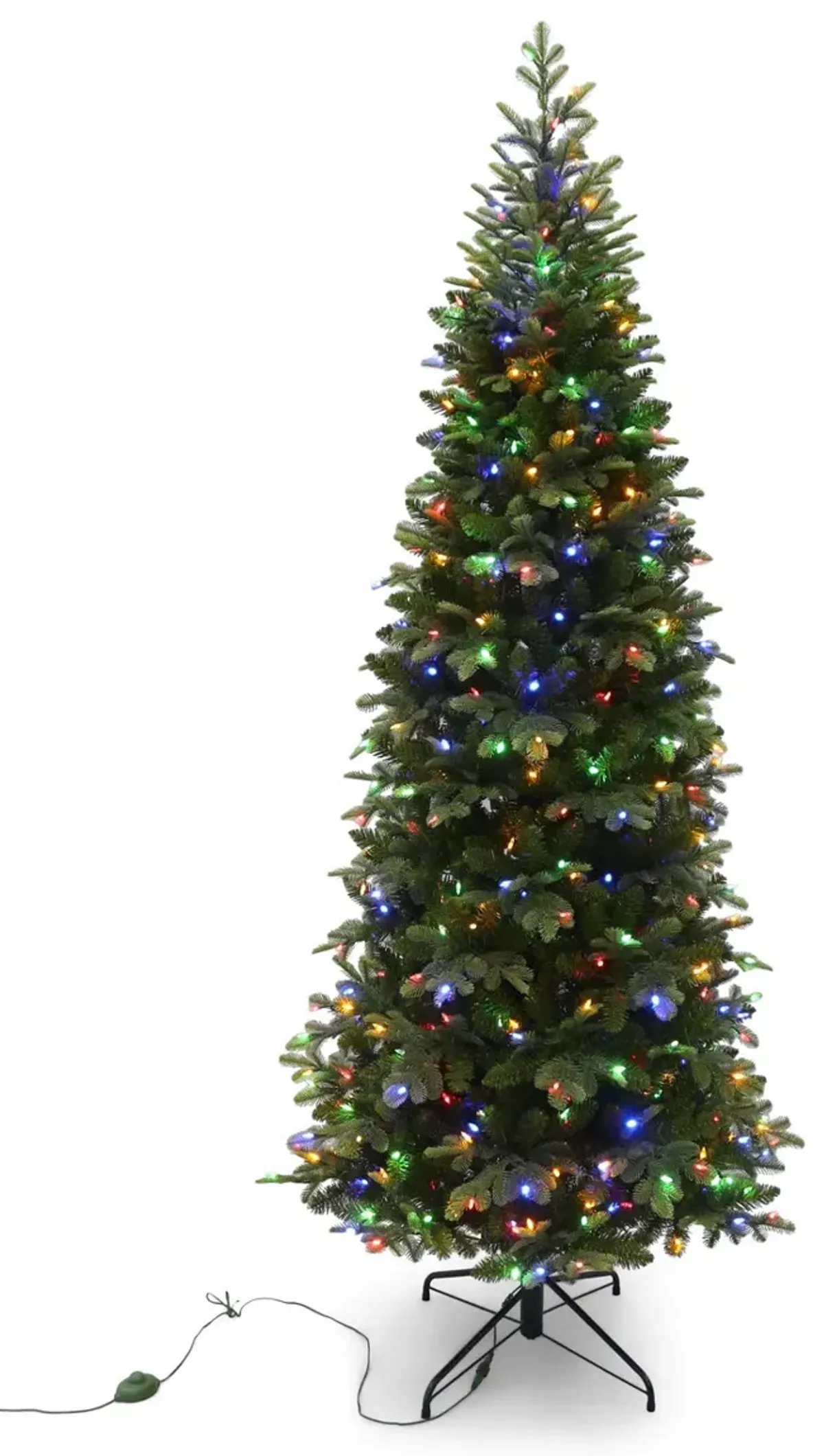 Canaan Fir 7.5  Artificial Slim Christmas Tree With 400 Multi Function LED Lights