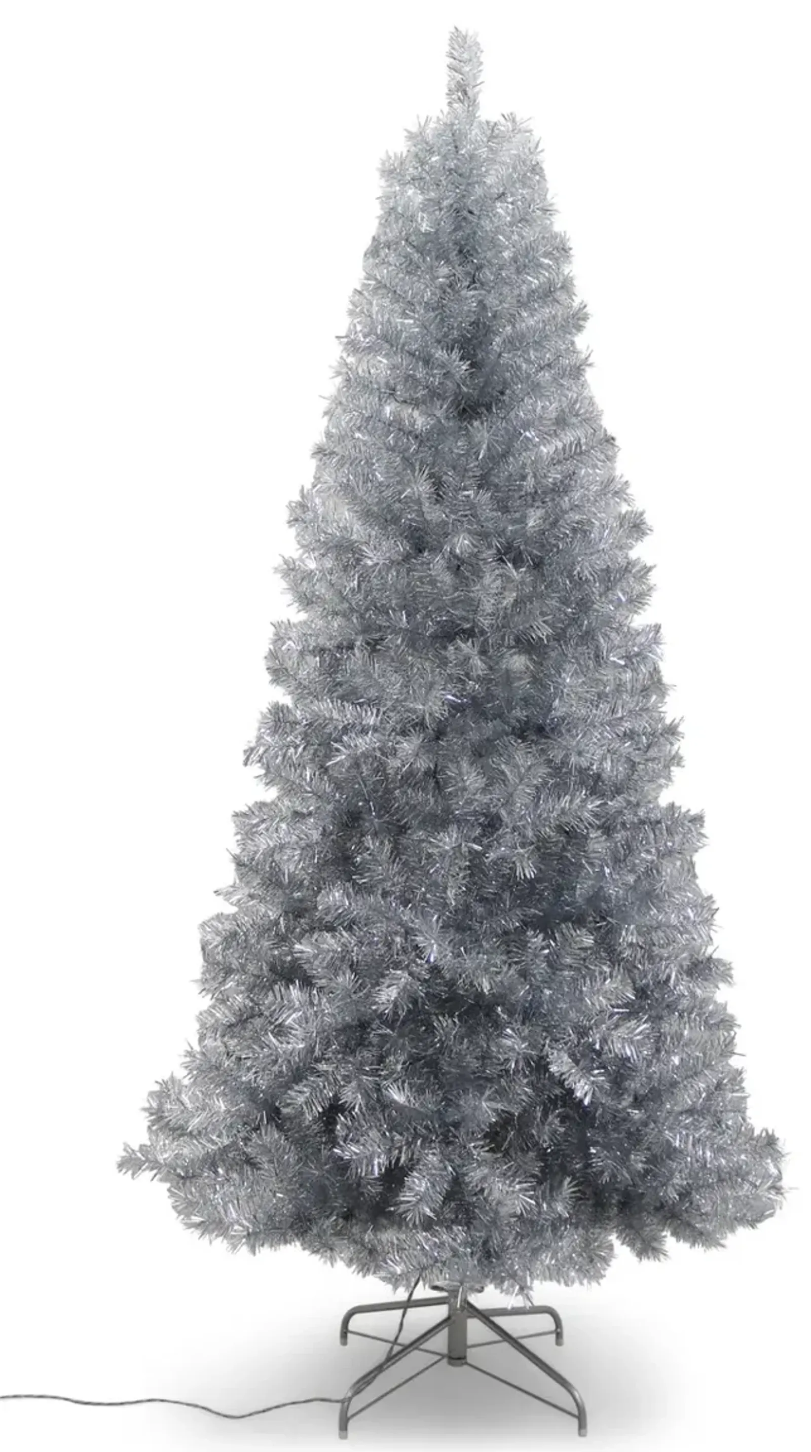 Silver Tinsel 7  Artificial Christmas Tree With 250 Clear Lights