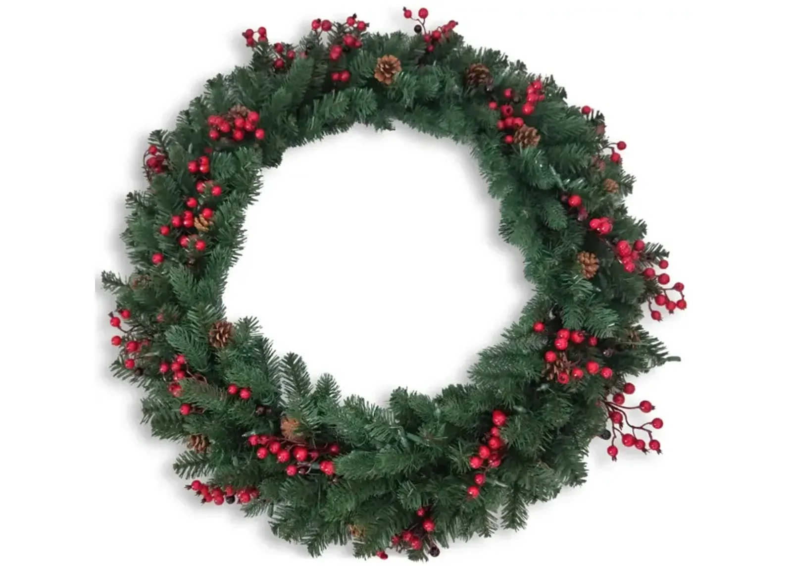 36  Decorated Wreath With 100 Warm White LED Lights