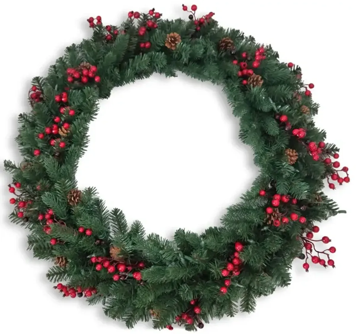 36  Decorated Wreath With 100 Warm White LED Lights