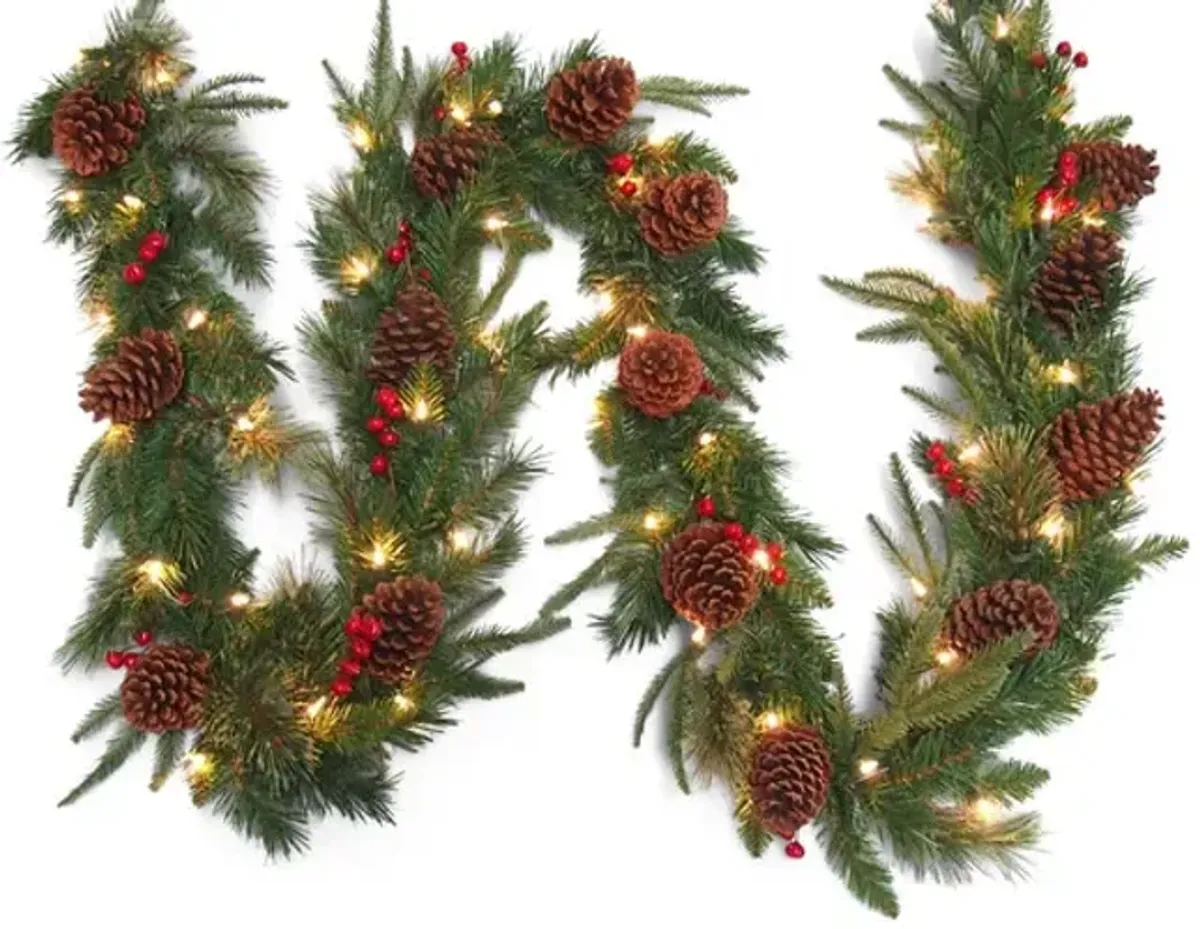 Cashmere 9  Pre-Lit Artificial Pine Decorated Garland With Clear Lights