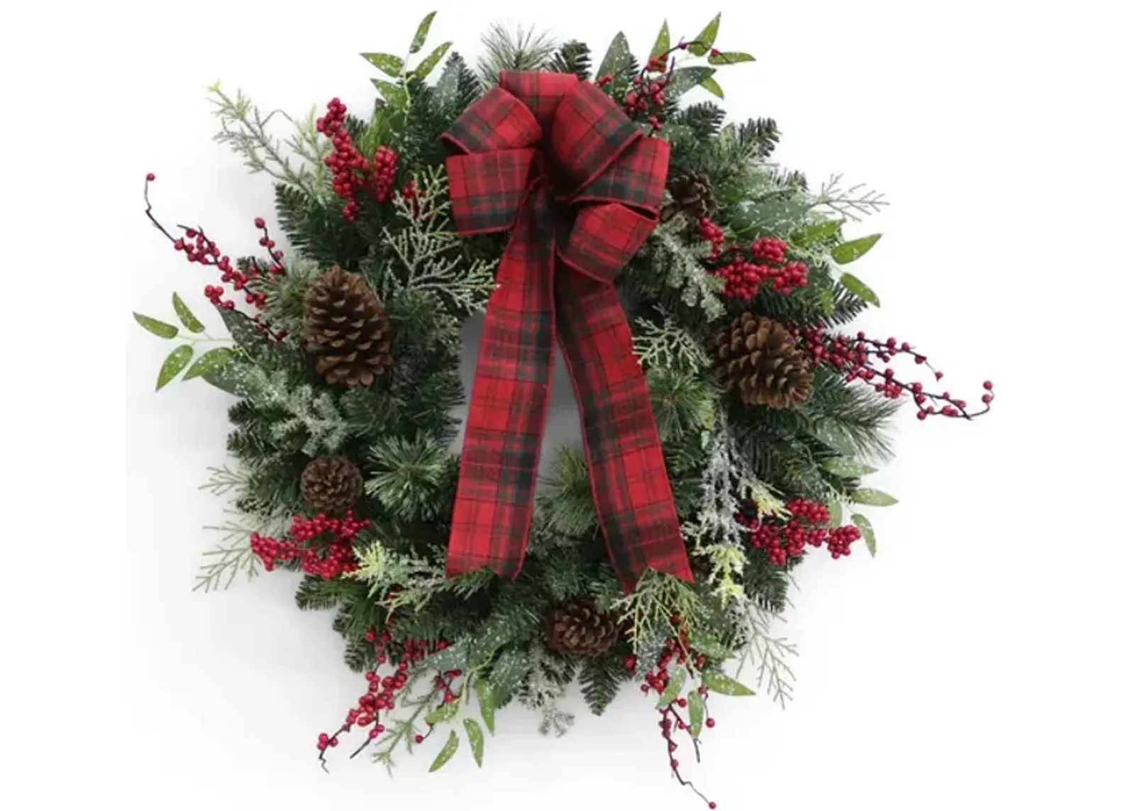 Red Plaid Ribbon Wreath 24 