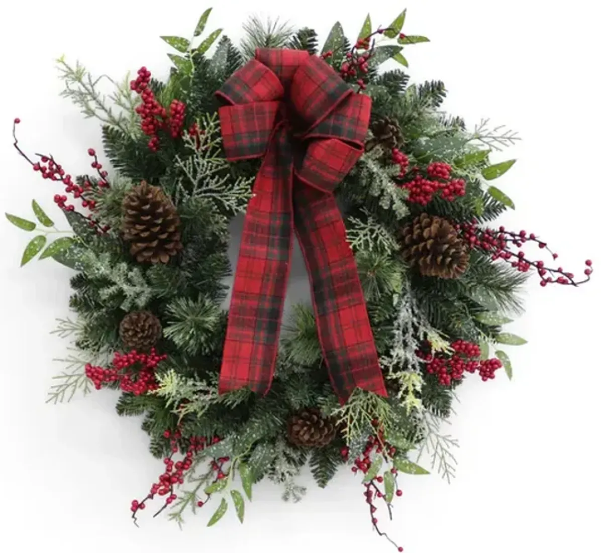 Red Plaid Ribbon Wreath 24 