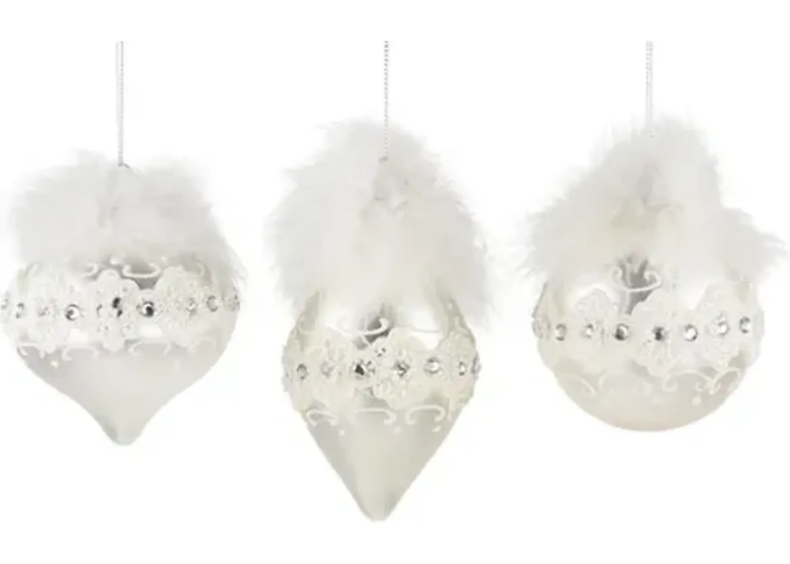 3 Piece Lacey Gem Ornament Set