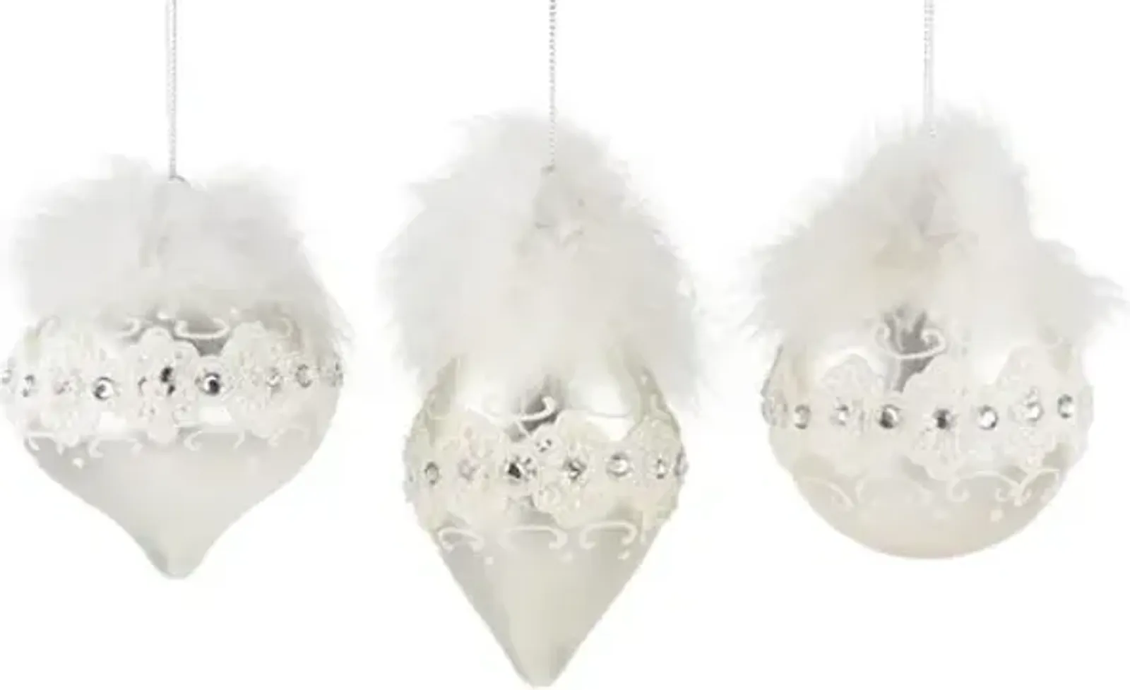 3 Piece Lacey Gem Ornament Set