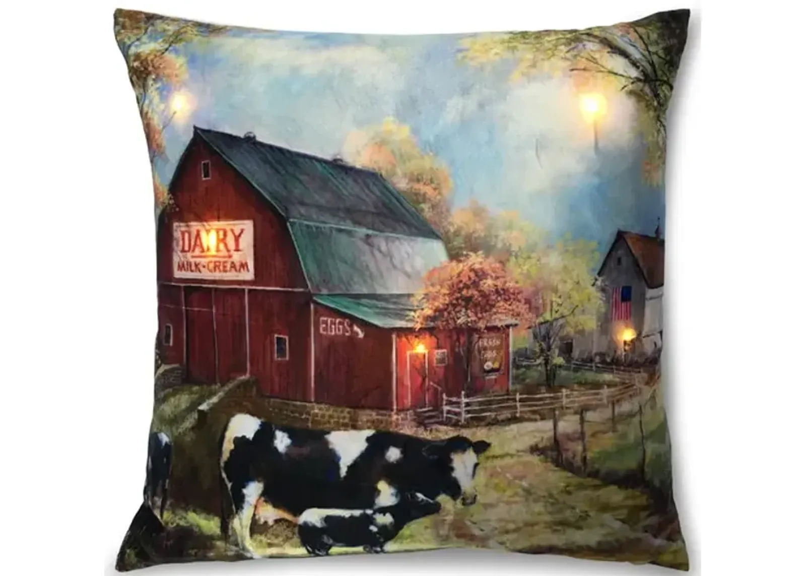 18  Barn With Cow Pillow