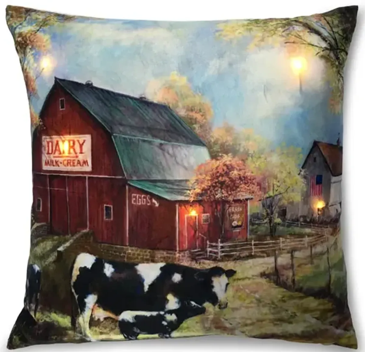 18  Barn With Cow Pillow