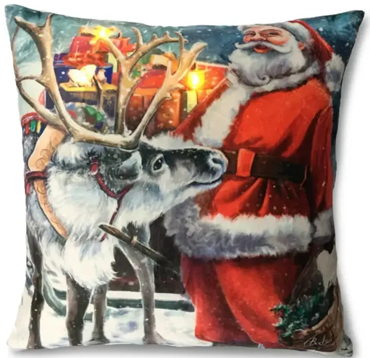 18  LED Santa With Reindeer Pillow