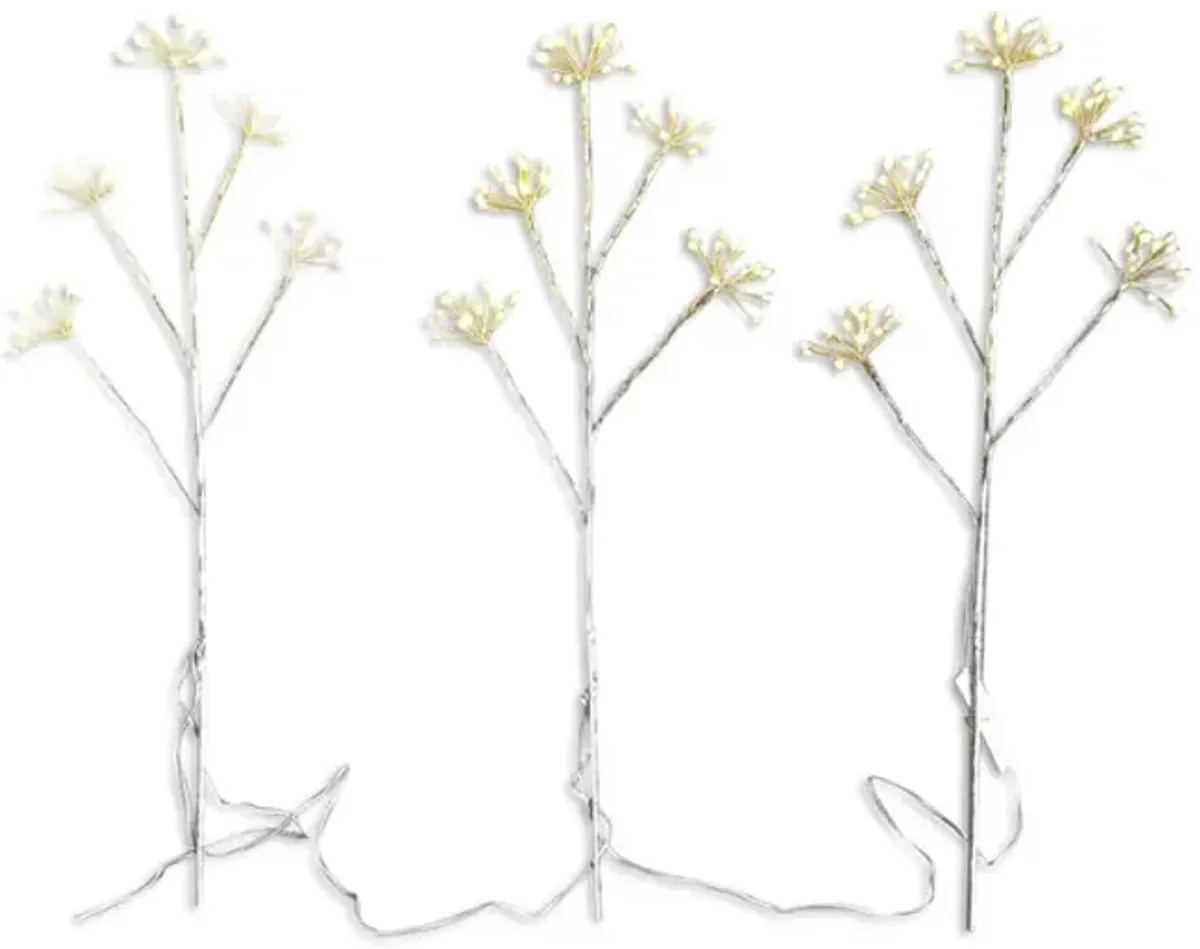 Silver Flower Stem Cluster With Micro LED Lights