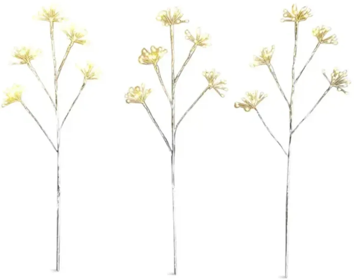 Cluster Flower Stems Of LED Micro Lights -  3 Silver Stems