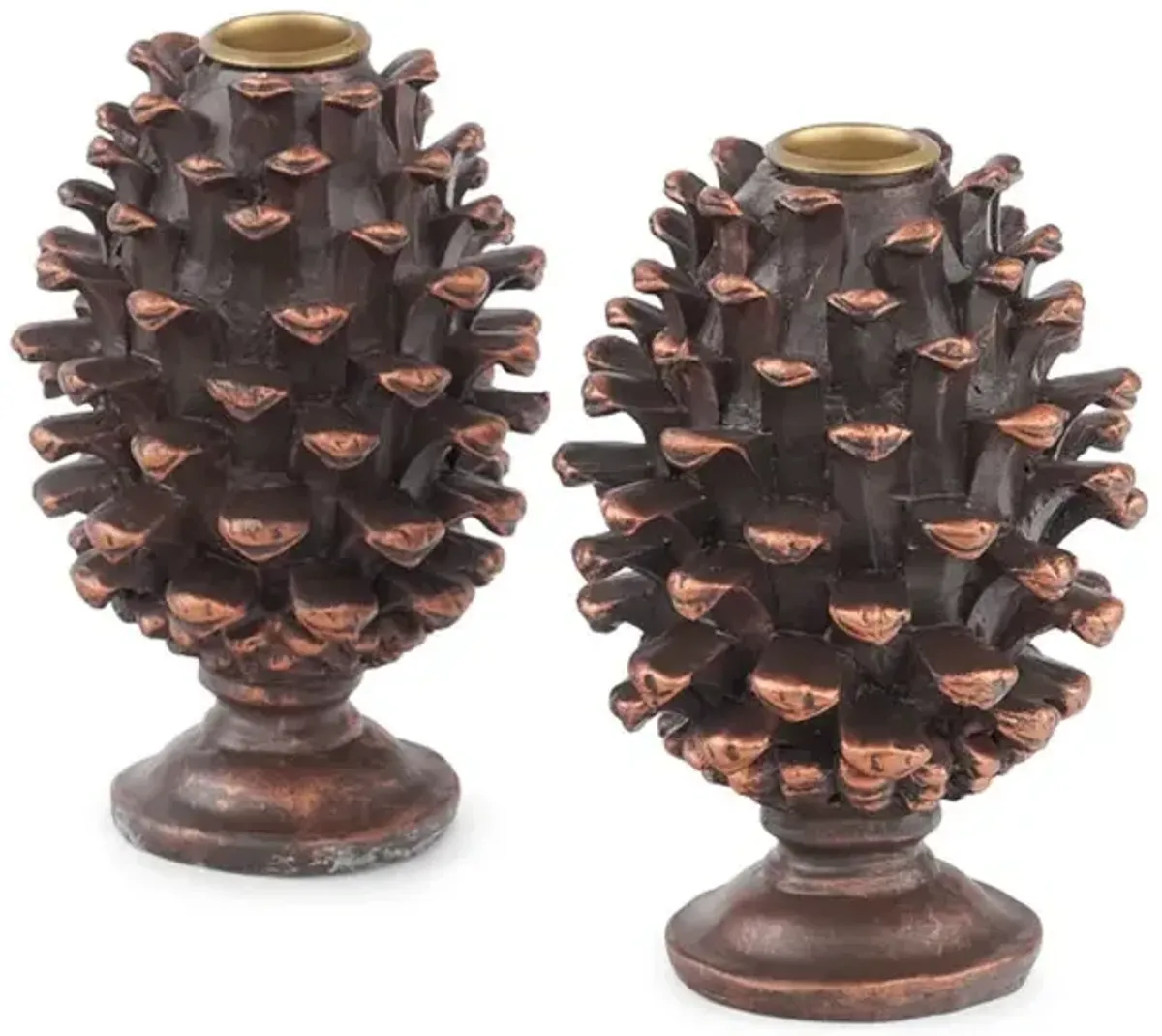 Pine Cone Candle Holder Set