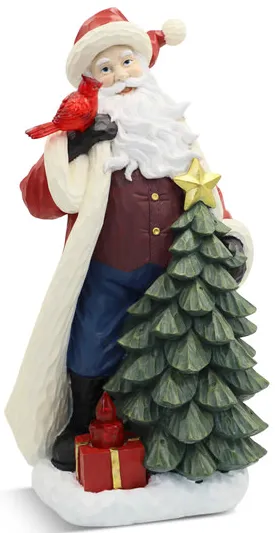 Santa With Cardinal And Tree