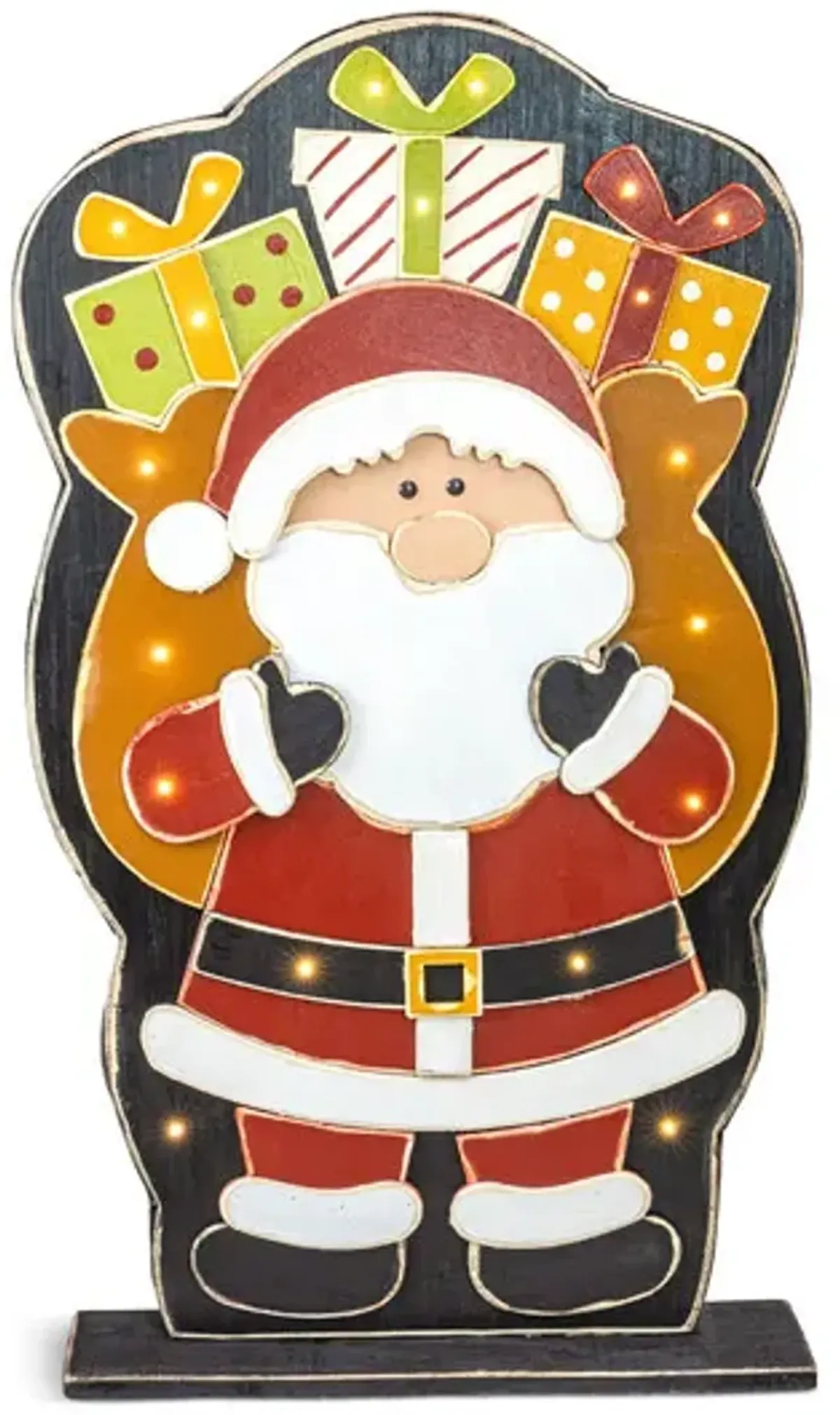 Wooden Santa Packages w LED Lights