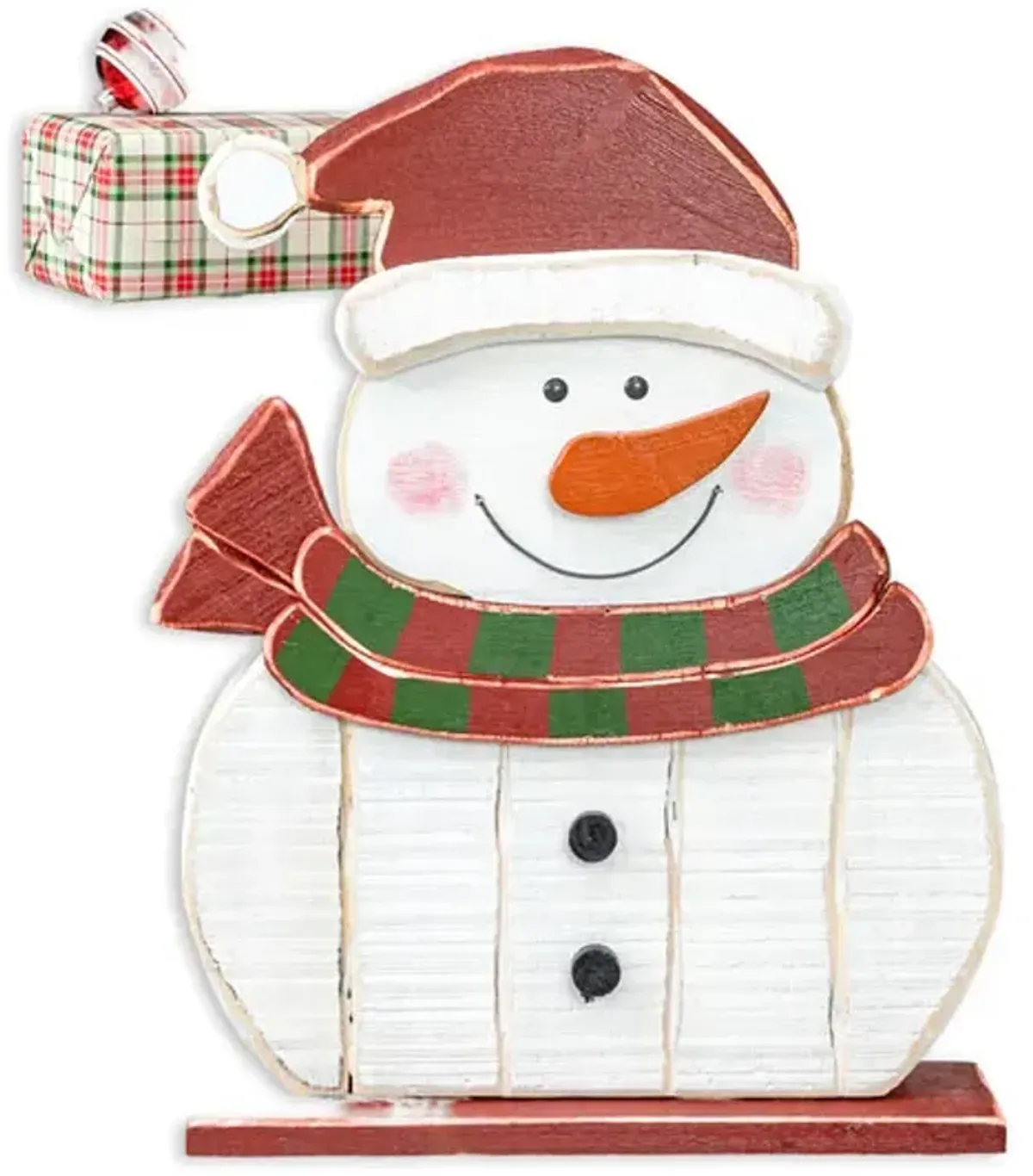 Wooden Snowman w Scarf