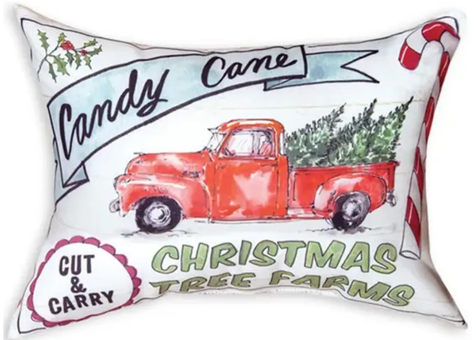 18  Candy Cane w Truck Pillow