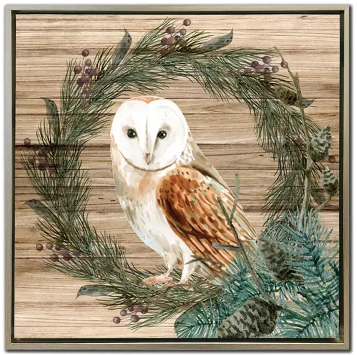 Owl Wreath Framed Art