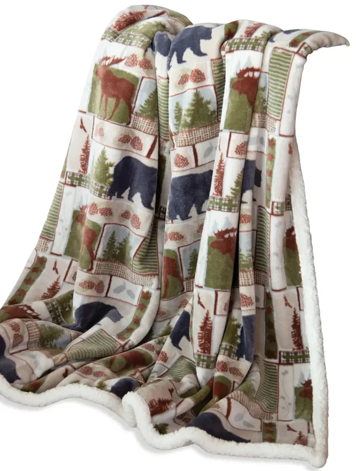 Vintage Lodge Plush Sherpa Throw