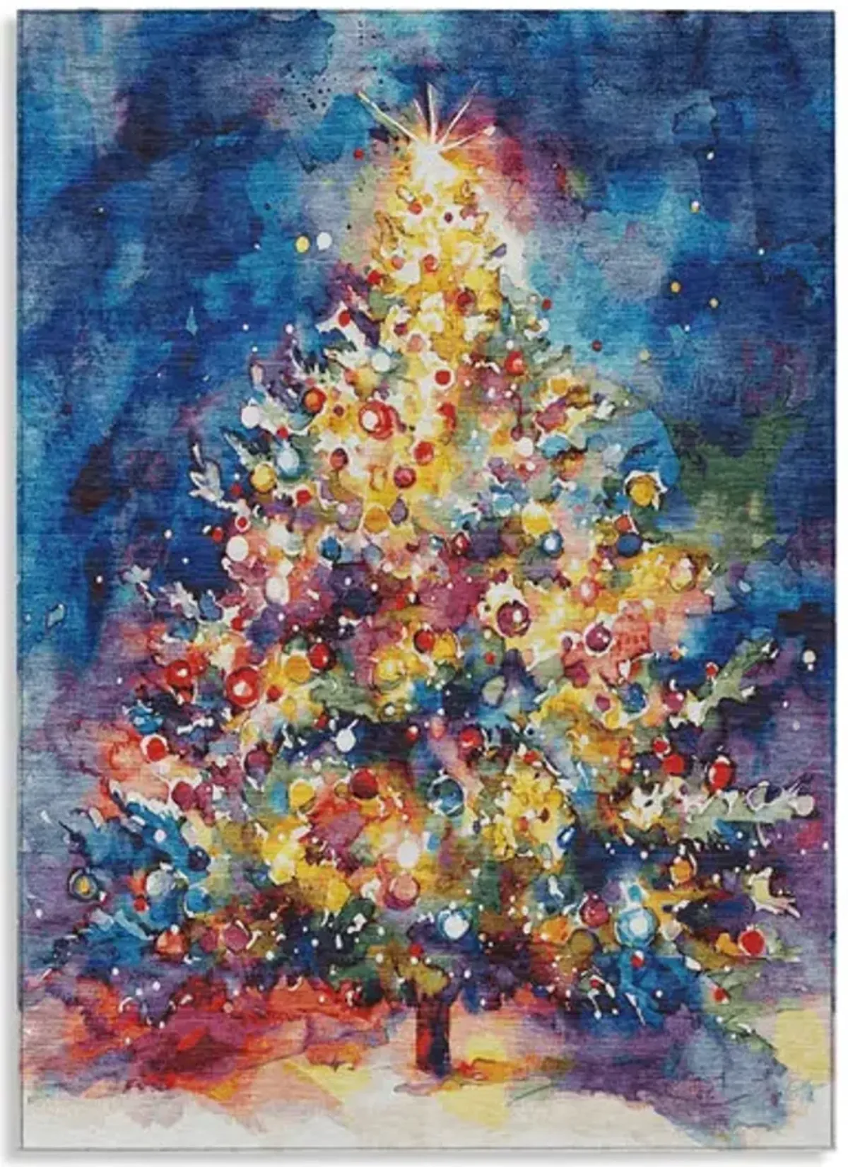 Water Color Tree Rug - Navy