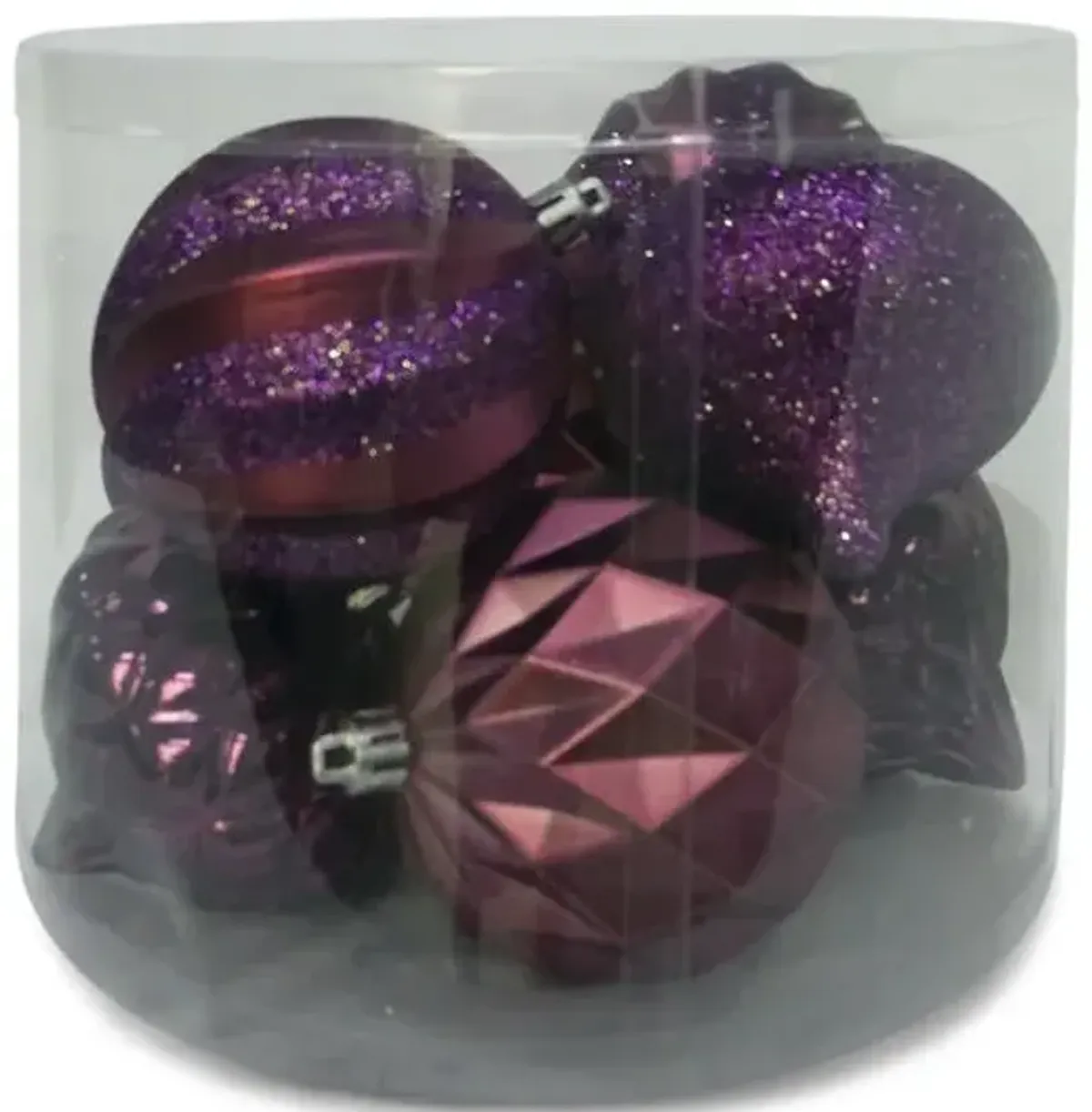 8 Piece Shatterproof Ornament Set - Plum