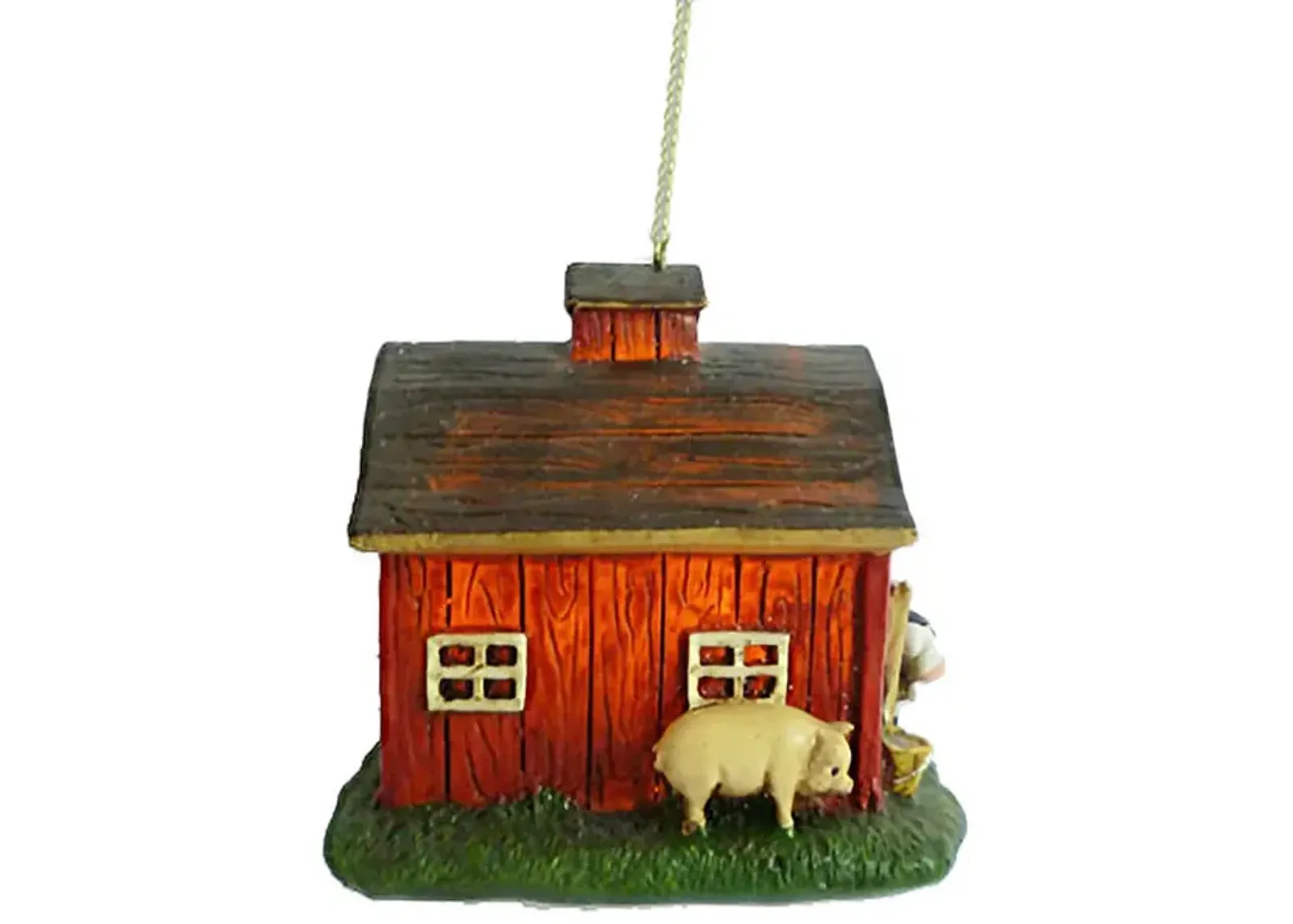 Barn With Pig Ornament