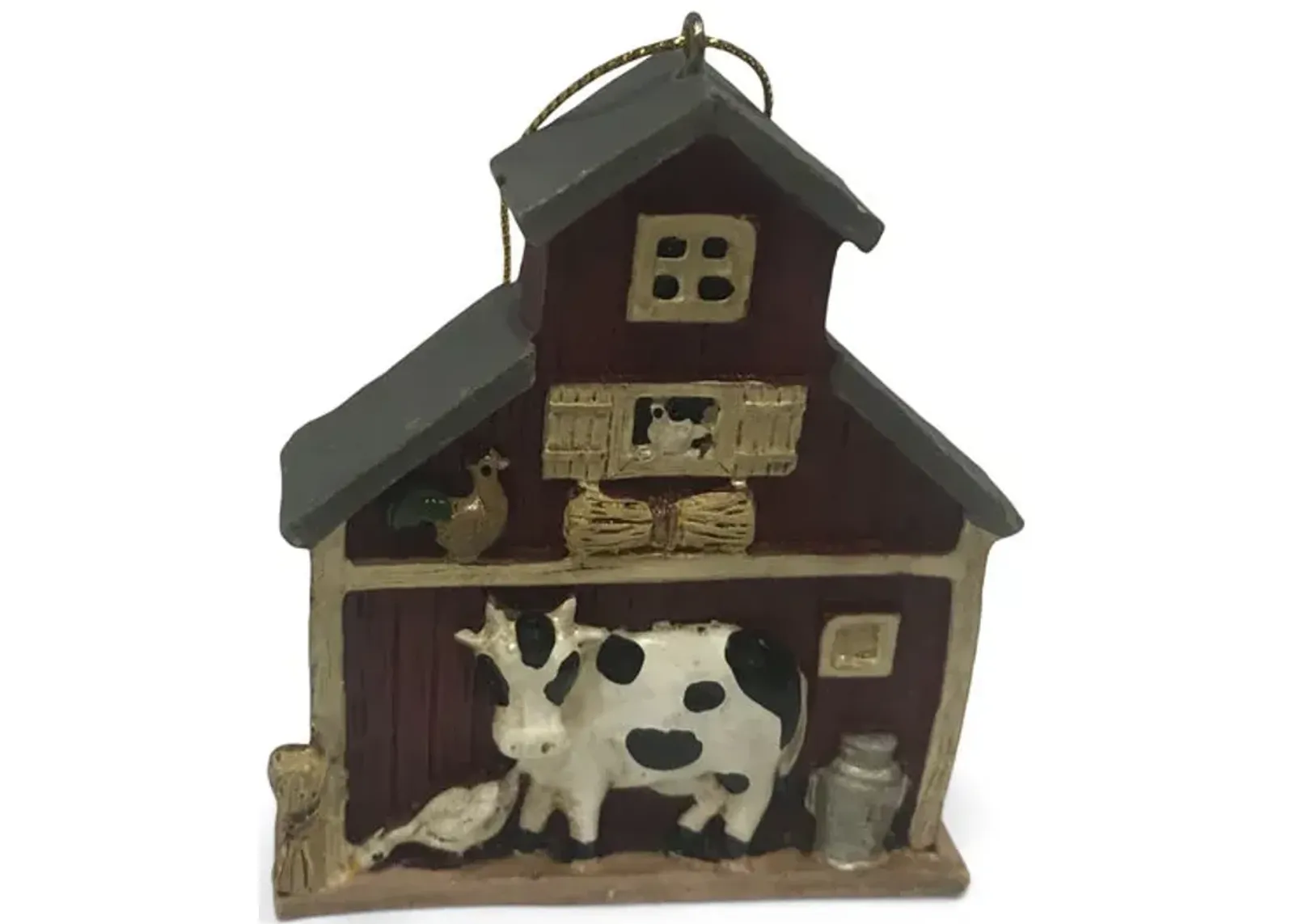 Barn With Cow Ornament