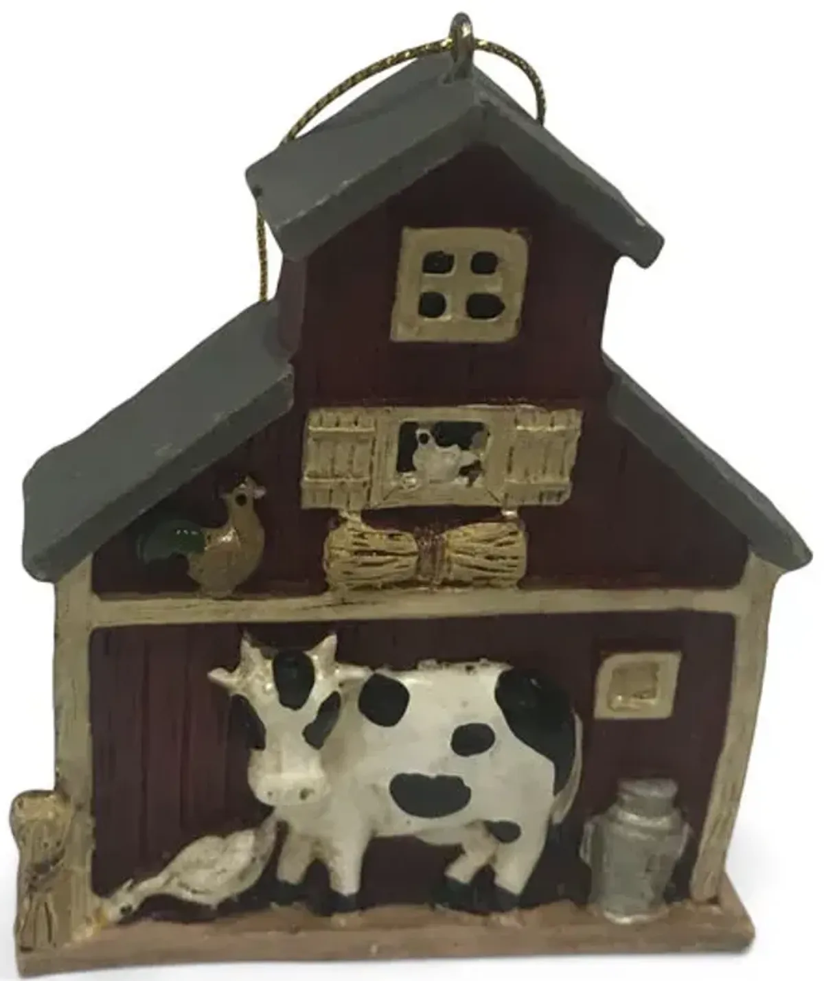 Barn With Cow Ornament