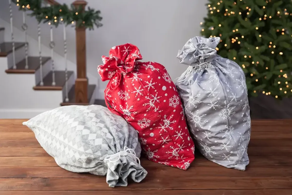 25  Grey Snowflake Gift Sack