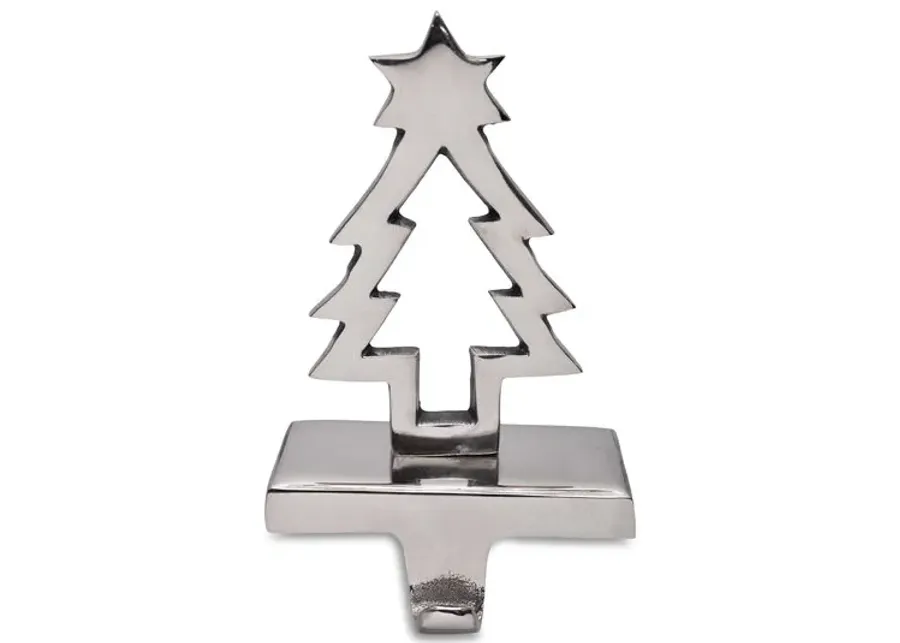 Pine Tree Stocking Holder - Silver