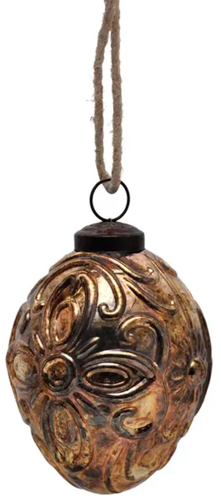 4  Glass Egg Ornament - Antique Gold