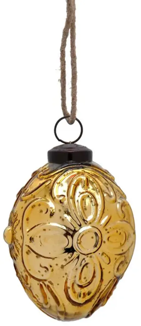 4  Glass Egg Ornament - Shiny Gold