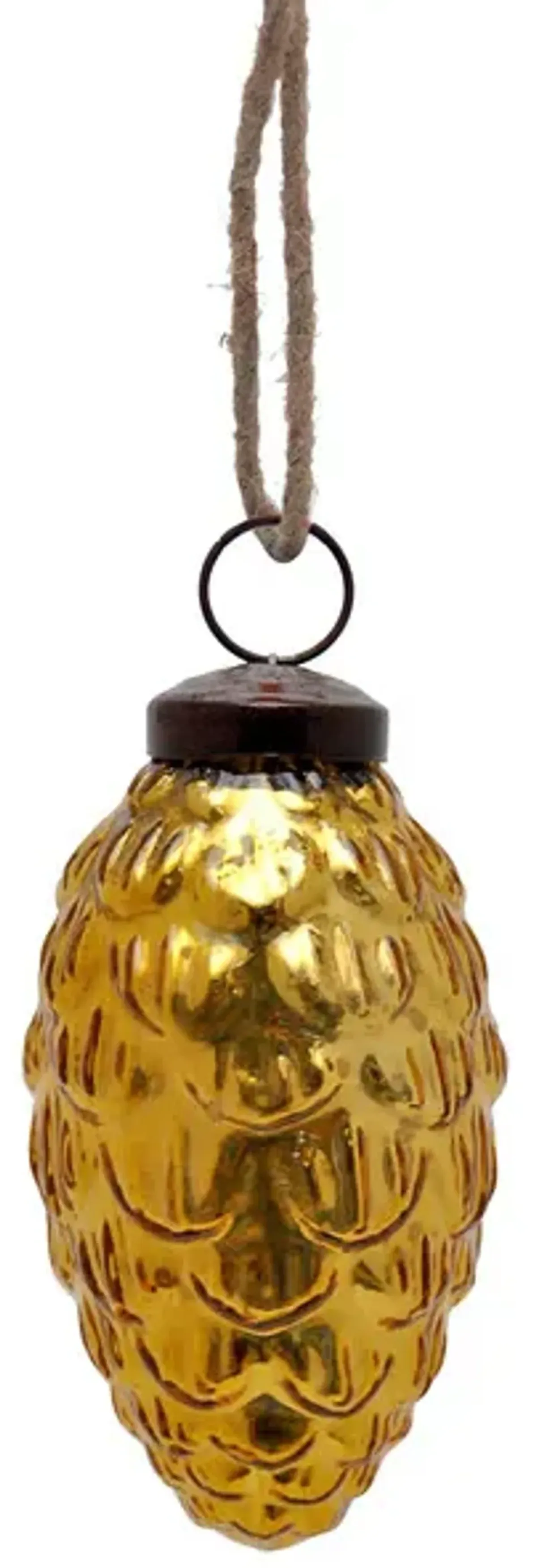 4  Pinecone Ornament - Shiny Gold