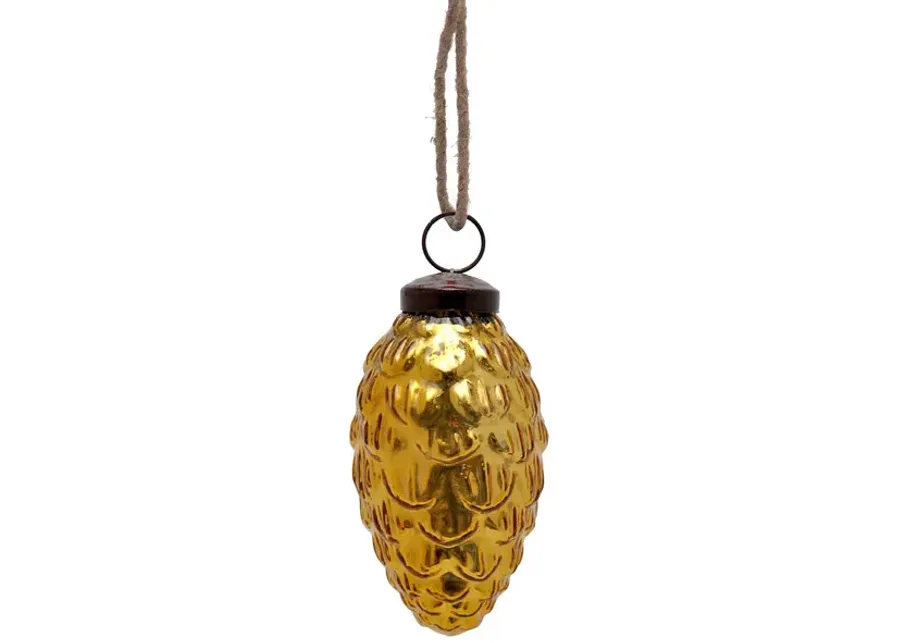 4  Pinecone Ornament - Shiny Gold