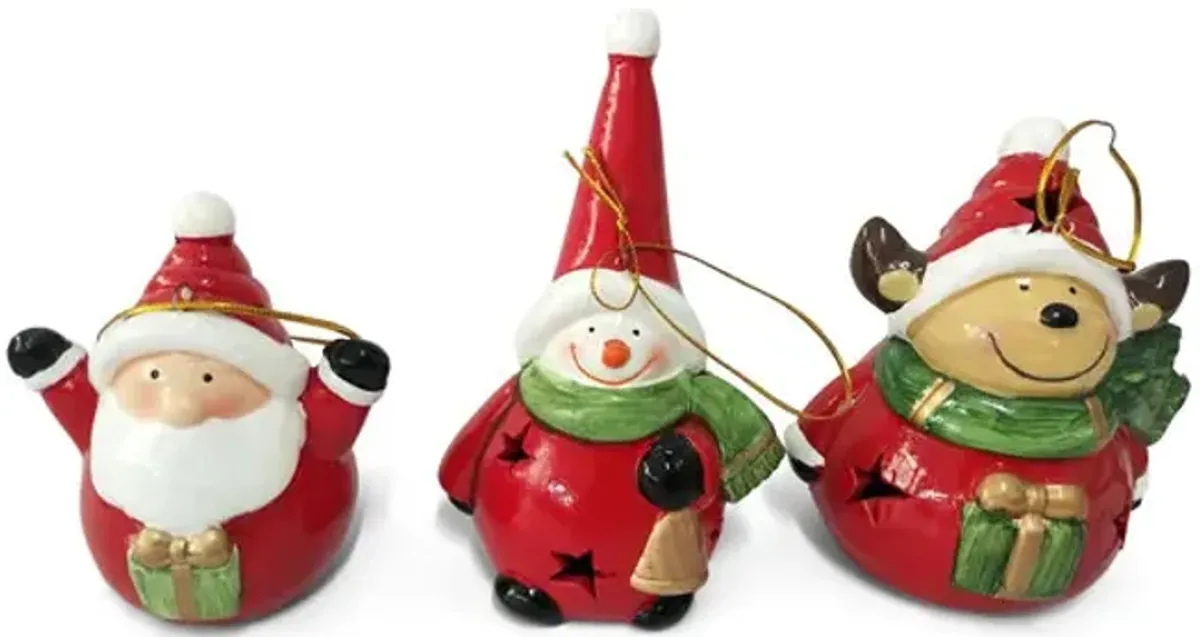 Assorted Santa  Snowman or Reindeer Ornaments