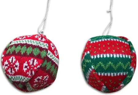 4  Assorted Sweater Ball Ornaments
