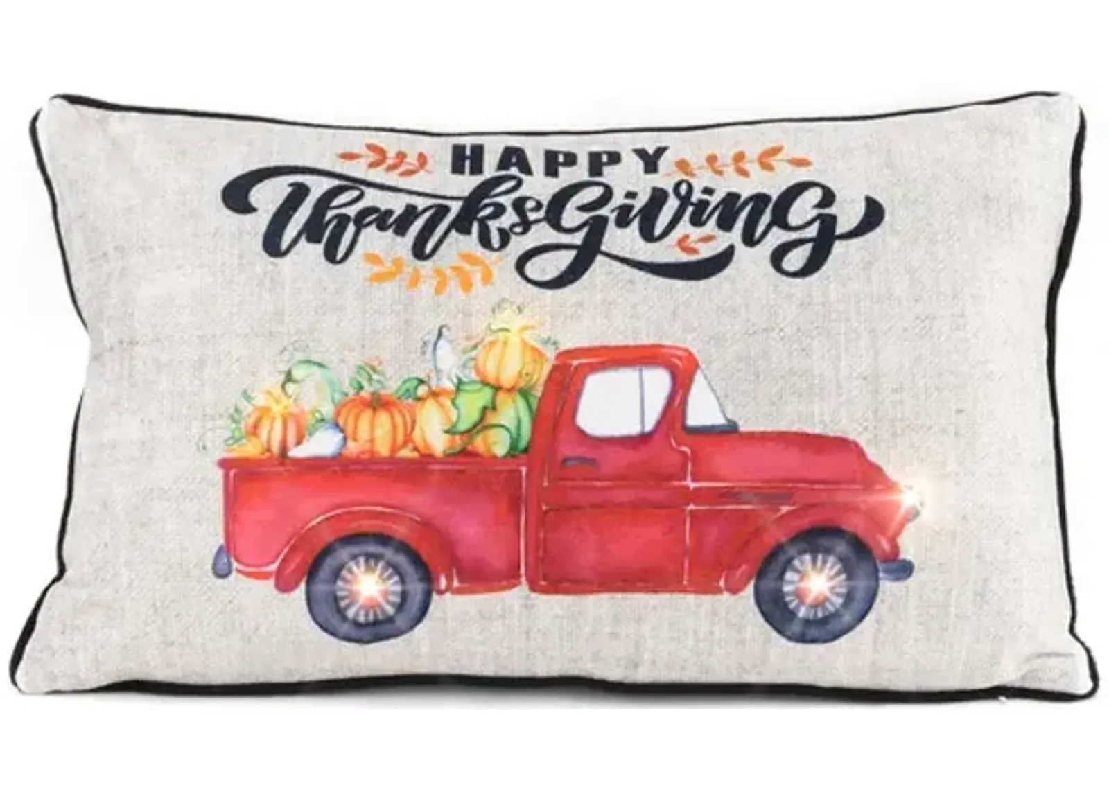 Red Truck With Pumpkins Pillow